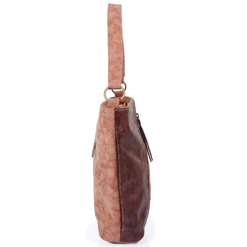 Жіноча сумка-мішок Laskara коричнева (LK10204-choco-camel): Матеріал Штучна шкіра