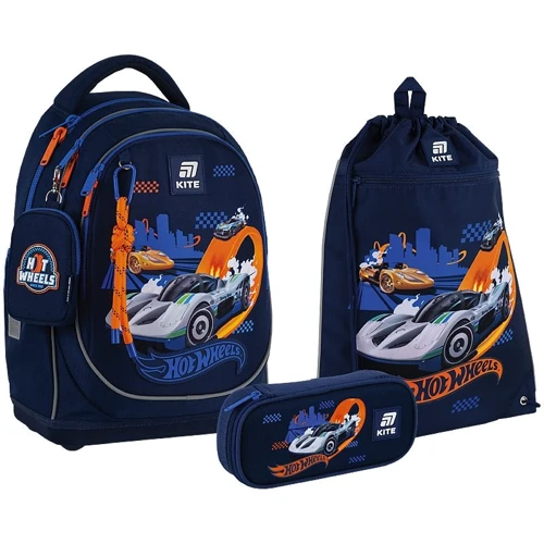 Набор Kite рюкзак + пенал + сумка для обуви 724 Hot Wheels (SET_HW25-724S)