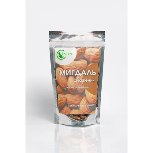 Миндаль Listoriya крафтовый жареный с йодированной солью 110 г (4820279670232)