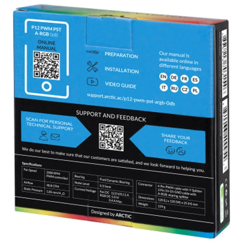 Кулер Arctic P12 PWM PST A-RGB 0dB Black (ACFAN00231A): Разъем 4pin