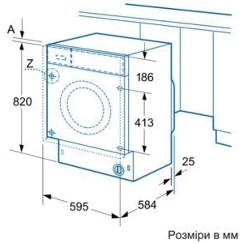 Вбудовувана пральна машина Siemens WK14D541EU: Розміри ШxВxГ, см 59.5x82x58.4