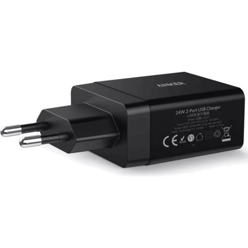 Зарядний пристрій ANKER USB Wall Charger PowerPort2 2xUSB 24W/4.8A V3 Black (A2021L11): Тип мережеве