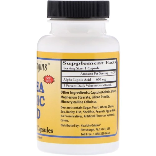 Healthy Origins Alpha Lipoic Acid 600 mg 60 caps: Тип Альфа-ліпоєва кислота