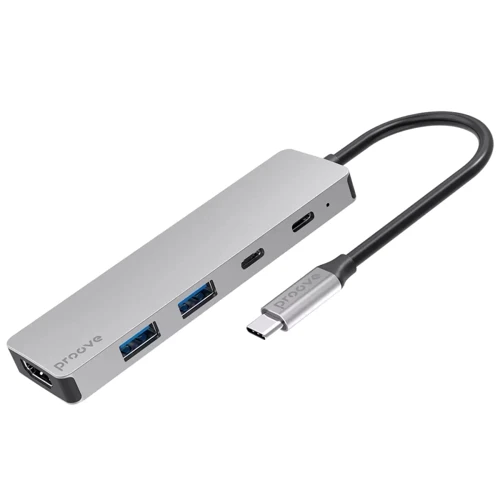 Адаптер Proove Adapter Iron Link USB-C to 2xUSB-C+2xUSB3.0+HDMI Silver (HBIL00222024)
