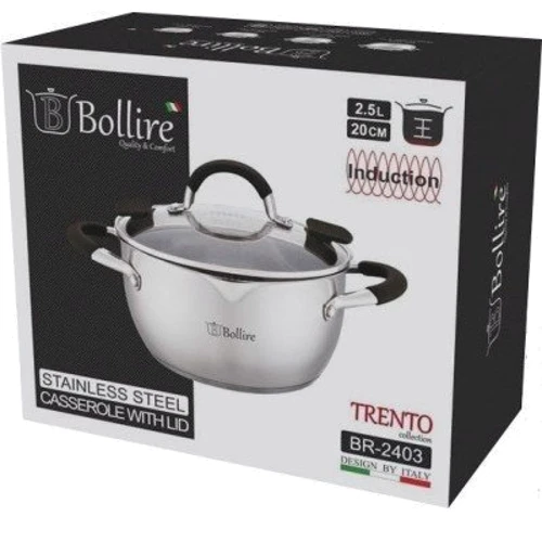 Кастрюля Bollire BR 2403, с крышкой со сливом d 20 см, 2.5 л: Тип Традиционная