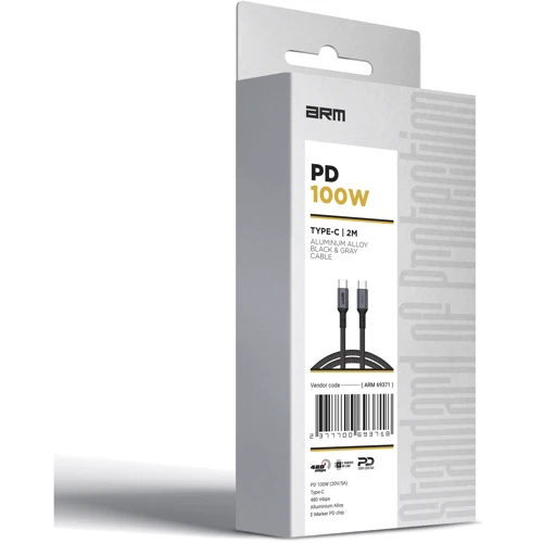Кабель ArmorStandart Cable USB-C to USB-C Aluminum Alloy PD 100W 2m Black-Grey (ARM69371) фото 4