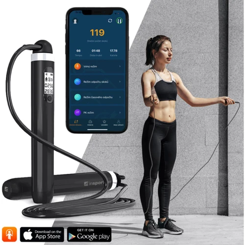 Скакалка inSPORTline с bluetooth Jumpsmart черный (23511-2)