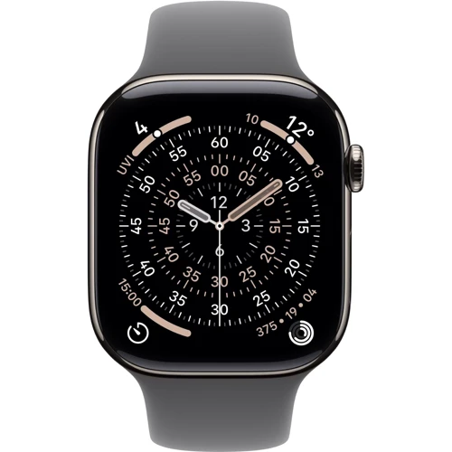 Apple Watch Series 11 GPS + Cellular 46mm Natural Titanium Case with Stone Grey Sport Band - S/M (MFCW4)