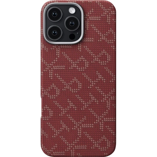 Чехол для iPhone Pitaka Monogram Tactile Woven Case Gold/Red (KI1602PTKP) for iPhone 16 Pro Max: Цвет красный