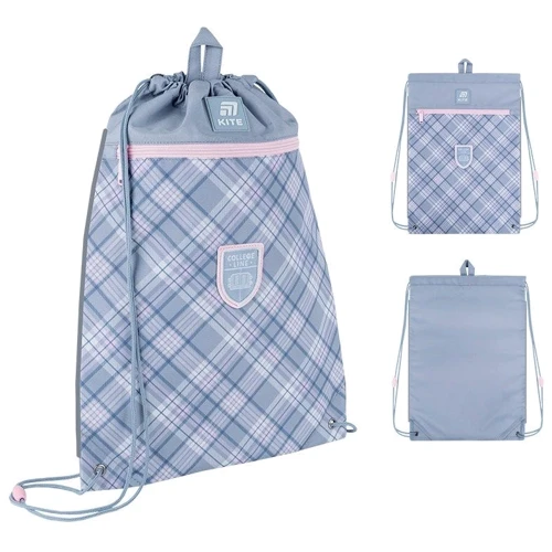 Набор Kite рюкзак + пенал + сумка для обуви 763M College Line Girl (SET_K25-763M-1): Цвет серый