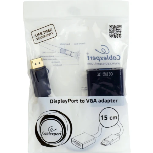 Кабель и переходник Cablexpert DisplayPort - VGA (M/F) 0.15 м (A-DPM-VGAF-02-W): Тип переходник