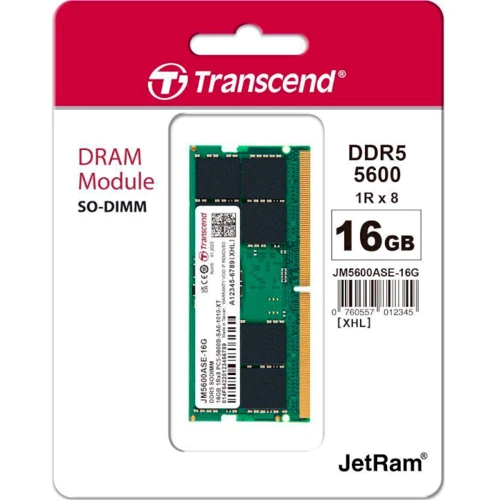Transcend 16 GB SO-DIMM DDR5 5600 MHz JetRam (JM5600ASE-16G): Тип DDR5