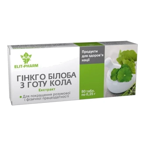 Еліт-фарм Гінкго Білоба з Готу Кола 0,25 г № 80