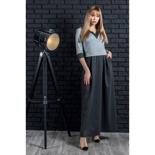 Платье FLFashion Мореа НПМ 1921 50 серое повседневное длинное макси