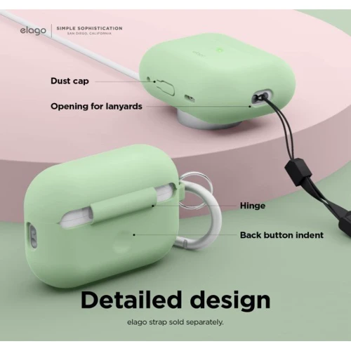 Чехол для наушников Elago Silicone Hang Case Pastel Green (EAPP2SC-HANG-PGR) for Apple AirPods Pro 2 фото 3