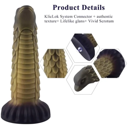 Фаллоимитатор-насадка Hismith 8.5" Squama Beast Silicone Dildo Monster Series