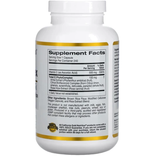 Каліфорнія Gold Nutrition Total C Complex Вітамін С комплекс 500 мг 240 рослинних капсул: Тип Витамин C