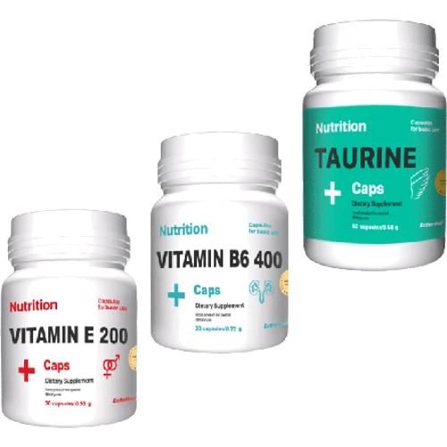 EntherMeal Vitamin E-200, Vitamin B6 400 and Taurine Комплект Рівновага 30 + 30 + 60 капсул