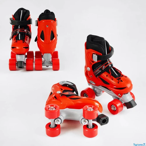 Раздвижные ролики квады Best Roller колеса PVC 5490-XS (27-30) Красные: Цвет красный