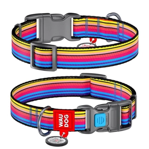 Нашийник Waudog Nylon Лінія 1 для собак з QR паспортом нейлоновий металева пряжка-фастекс 15 мм (5152)