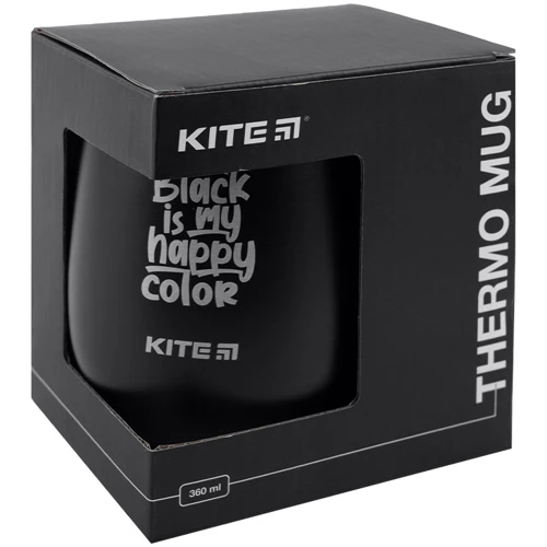Термокухоль Kite Black is my happy color 360 мл чорна (k22-378-01-2) фото 4