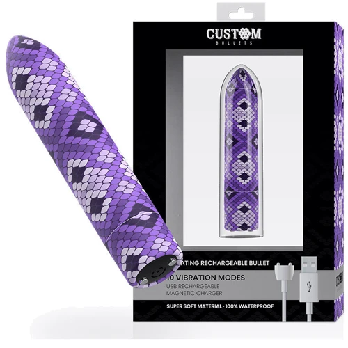 Мощная вибропуля Custom Bullets - Snake Purple