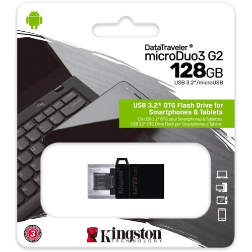 USB-флешка Kingston 128GB DataTraveler MicroDuo USB 3.2/microUSB Black/Silver (DTDUO3G2/128GB): Вес 1.7 г
