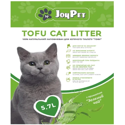 Наповнювач для котячого туалету JOYPET TOFU Зелений чай 5.7 л (JPTF56)