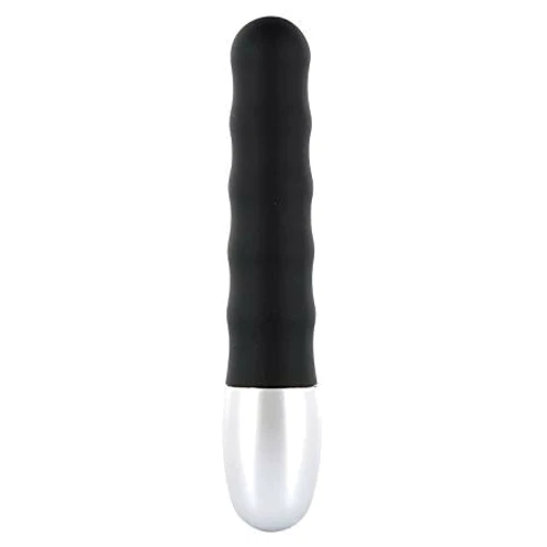 Мини-вибратор Discretion Ribbed Vibrator 11х2 см., черный