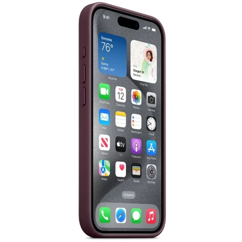 Чехол для iPhone Apple for iPhone 15 Pro FineWoven Case with MagSafe Mulberry (MT4L3) : Цвет бордовый