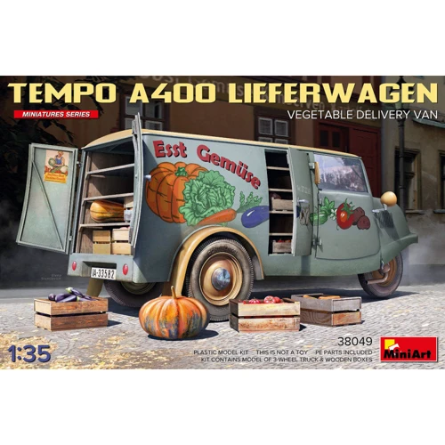 Модель Miniart Трехколесный немецкий грузовик Tempo A400 Lieferwagen доставки овощей (MA38049)