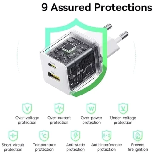 Зарядное устройство Baseus Wall Charger Palm USB-C+USB 20W with USB-C Cable White (P10111608213-01) фото 8
