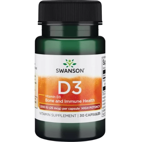 Swanson D-3 High Potency Vitamin 1000iu (25mcg) 30 caps / 30 servings