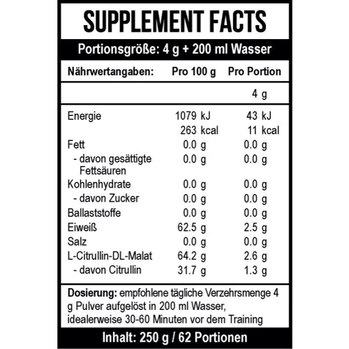 Аминокислота для спорта MST Nutrition Citrulline 2:1 Pharm 250 g /62 servings/ Pure: Вкус Без вкуса
