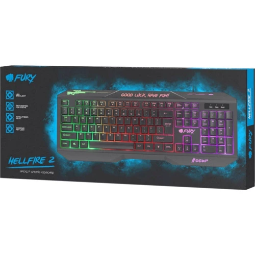 Клавиатура Fury Hellfire 2 LED Backlight Black (NFU-1586): Тип клавиш мембранный