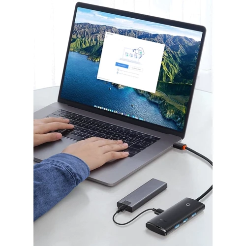 Адаптер Baseus Adapter Lite Series USB to 4хUSB3.0+USB-C Black (WKQX030001) фото 7