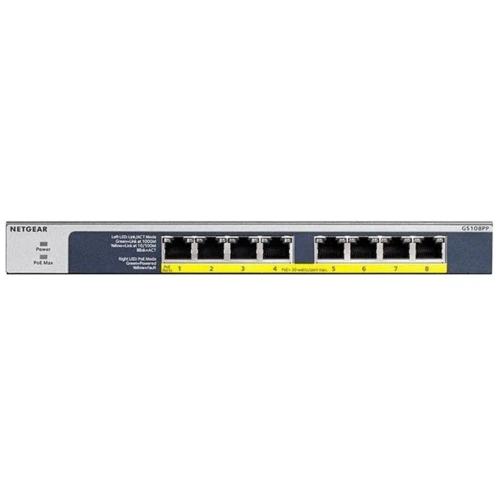 Мережевий комутатор Netgear GS108PP (GS108PP-100EUS): Порти только Gigabit Ethernet (10/100/1000)