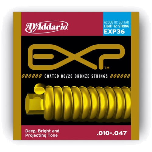 Струна для гитар Струны D`ADDARIO EXP36 EXP 80/20 BRONZE LIGHT 12-STRING 10-47: Тип Комплект струн