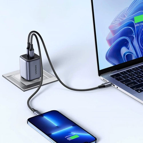 Зарядний пристрій Ugreen Wall Charger 2хUSB-C 25W+20W PD CD294 GaN 45W Gray (90573): Сила струму 2.4а і більш