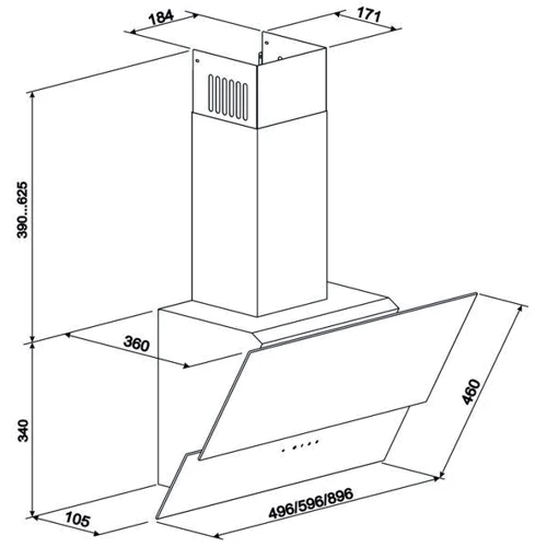 Вытяжка Eleyus Element 1000 60 WH: Материал корпуса металл / стекло