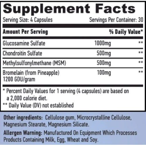 Haya Labs Glucosamine Chondroitin & MSM Complex Глюкозамін Хондроїтин з комплексом ЧСЧ 120 капсул: Тип Глюкозамин