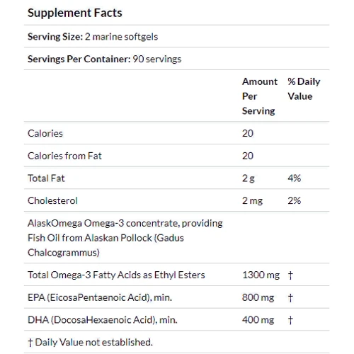 Doctor's Best, Pure Wild Alaskan Fish Oil with AlaskOmega, 180 Marine Softgels (DRB-00417): Тип Омега 3