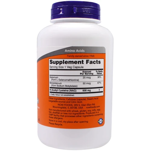 Now Foods N-Acetylcysteine 600 mg 250 caps: Тип N-ацетилцистеїн