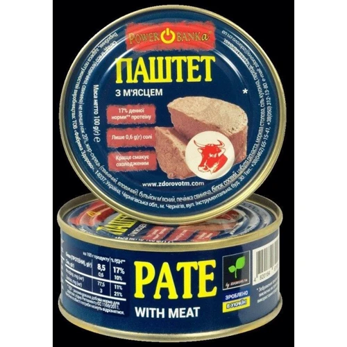 Паштет с мясом, PowerBANKa, ТМ Zdorovo ж/б 100 г (WT3334)