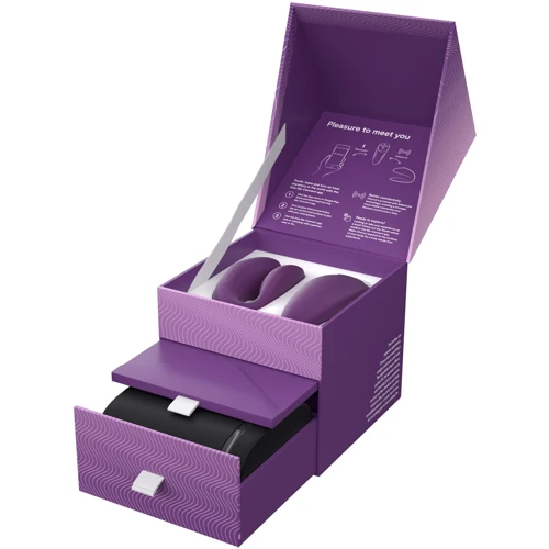 Смарт-вібратор для пар We-Vibe Chorus Purple, сенсорне керування вібраціями стисненням пульта