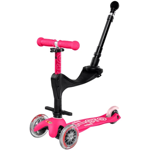 Самокат MICRO Mini 3in1 Deluxe Plus – Розовый (до 50 kg, до 20 kg с сидением, 3-х кол.) MMD079