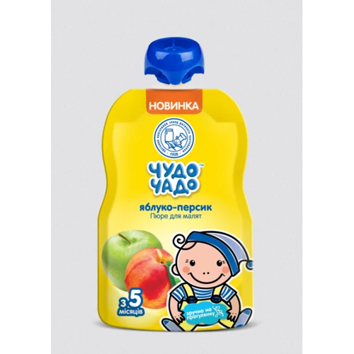 Пюре Чудо-Чадо Pouch Яблоко и персик с сахаром, 90г