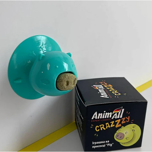 Игрушка AnimAll GrizZzly Pig 7505 на присоске для кошек 7.2х8х8 см синяя (PS-T)