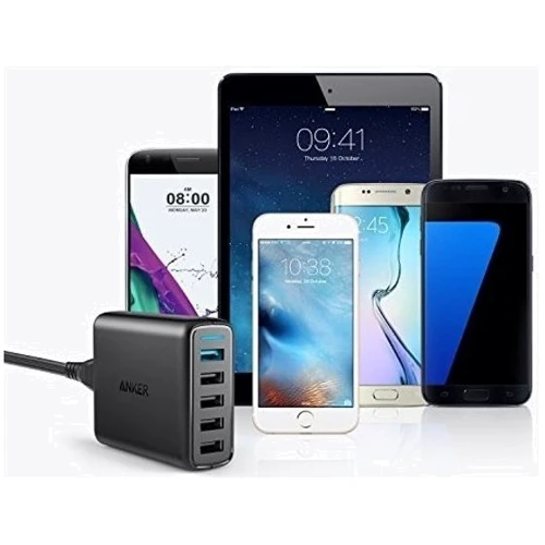 Зарядное устройство ANKER USB Wall Charger PowerPort 5 51.5W 5xUSB Quick Charge 3.0 Black (A2055G11): Особенности Быстрая зарядка