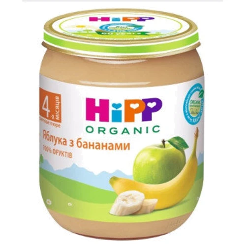 Пюре HIPP яблука з бананами, 125 гр (9062300138723)
